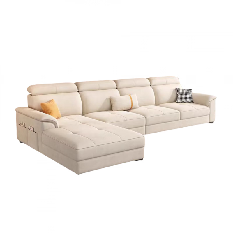 御巢盛2026新款沙发客厅现代简约布艺沙发北欧棉麻布猫抓客厅大中小户型 五位3.38米+贵妃榻+茶几（方凳4） 精选亲肤科技布-海绵版