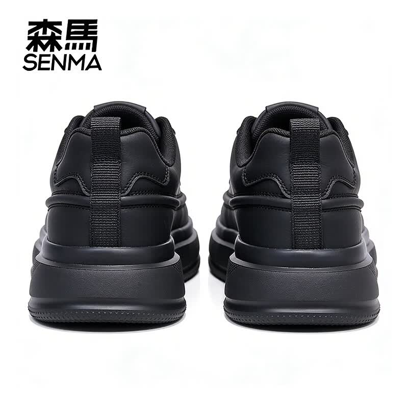 森馬（senma）新款男士运动休闲鞋板鞋厚底增高时尚潮流男鞋 黑色 43