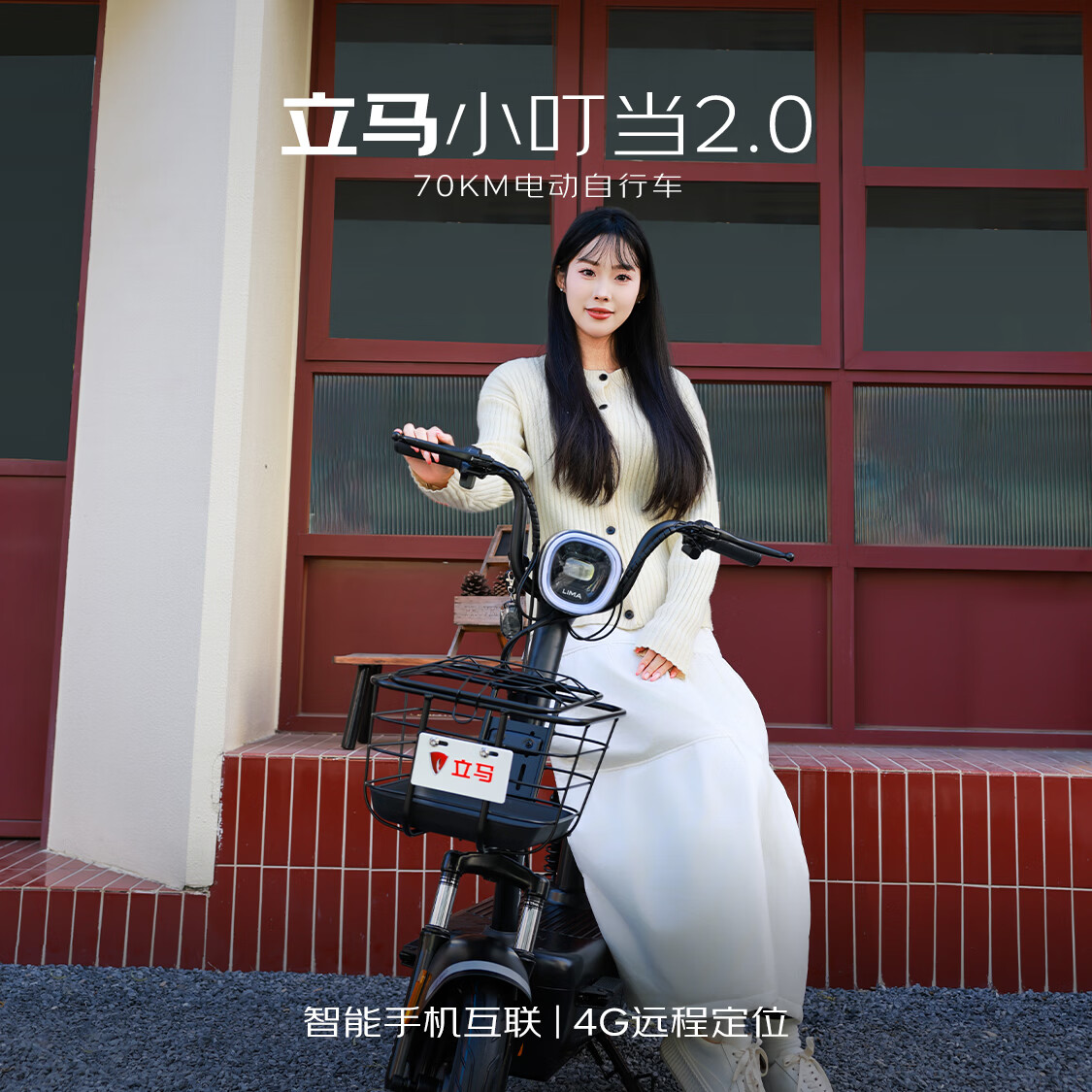 立马（LIMA）电动自行车小叮当2.0新国标电动车48V21Ah石墨烯70KM长续航智能APP家用电动车 油光黑