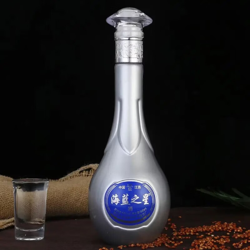 海蓝之星52度浓香型白酒500ml*6瓶整箱赠3礼品袋 52度 500mL 6瓶