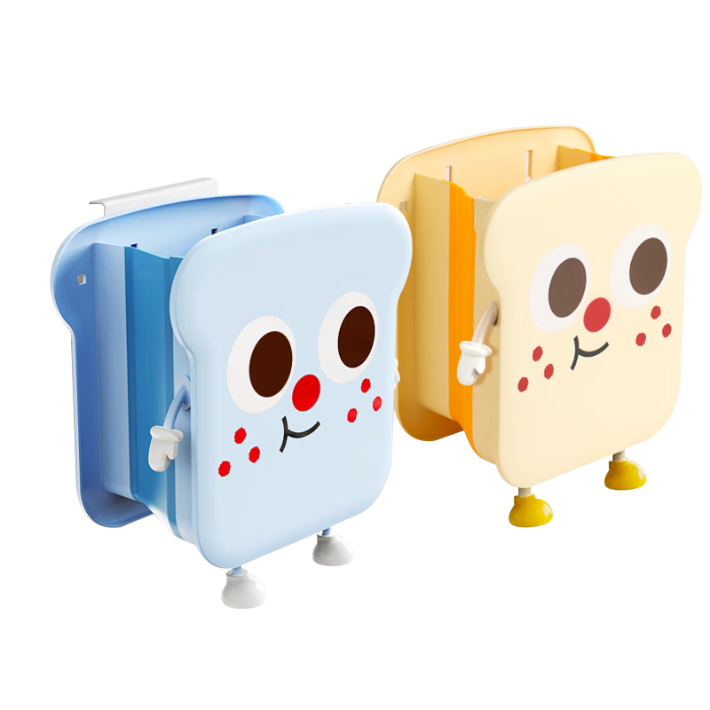 訪客廚房壁掛式垃圾桶可折疊家用免彎腰新款卡通垃圾桶收納盒紙簍 無蓋 大號(hào) 4.5L 1個(gè)裝