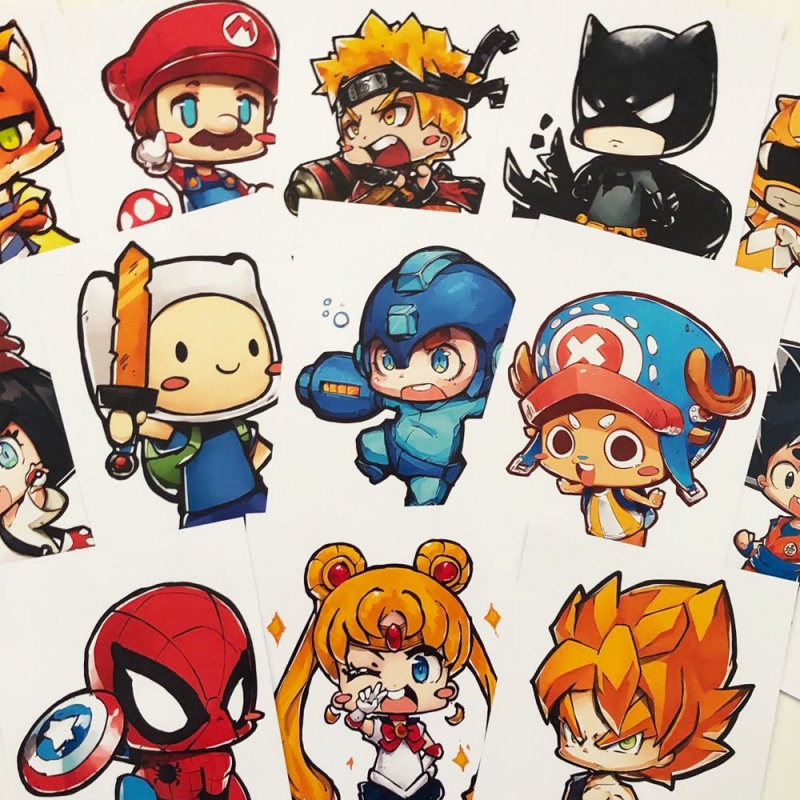 动漫漫画儿童画临摹卡 少儿美术马克笔参考范画素材 初级绘画卡片