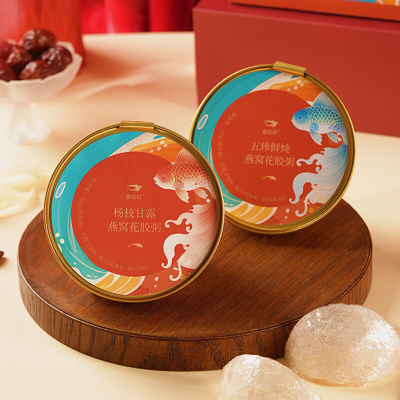 盏如初【年年有鱼】鲜炖燕窝花胶羹252g*6碗即食深海鱼胶羹年货礼盒装 鲜炖燕窝花胶粥 252g*6碗 /1盒【2个口味】