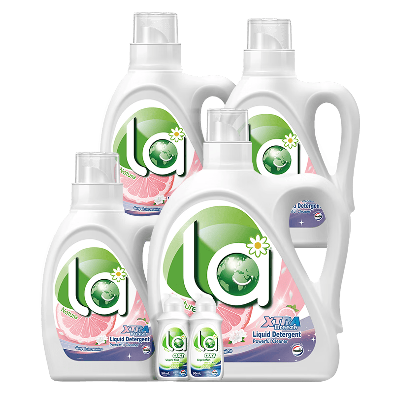 威露士la自然清新洗衣液西柚10.86斤（2.25L瓶+1L*3瓶+la内衣净90ml*2 