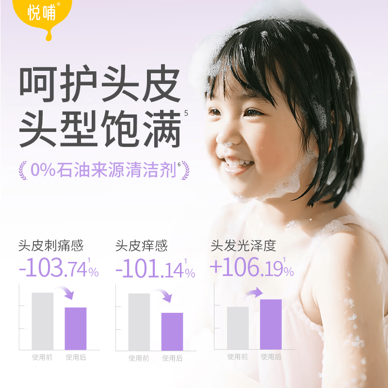 悦哺婴儿专研洗发水 儿童头敏舒爽柔顺洗发露无泪氨基酸无硅油0-3-6岁 【新品尝鲜】婴儿洗发水275ml