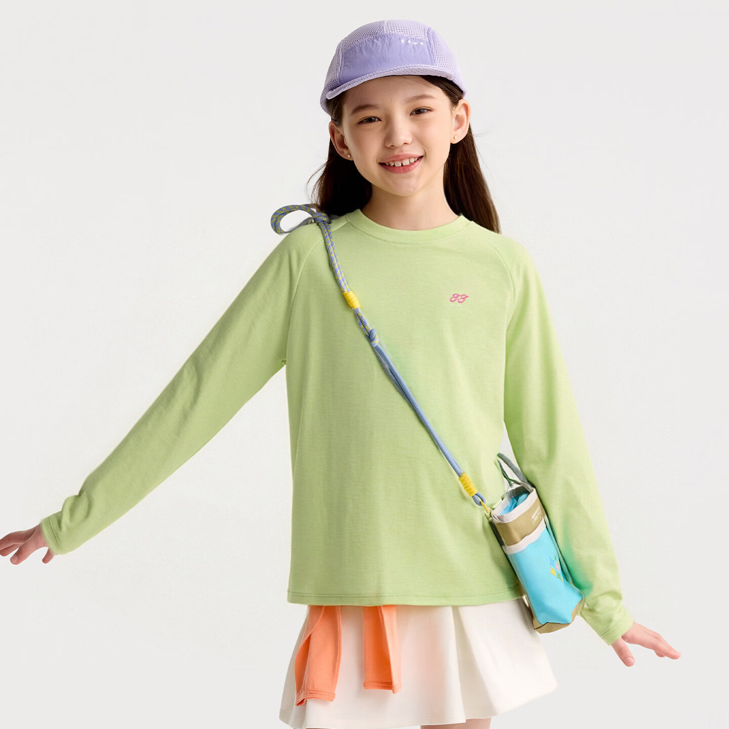 咕噜日记（Purrfect diary）【天丝T】童装儿童轻薄长袖26春季男女童透气T恤中童上衣 青柠绿 110
