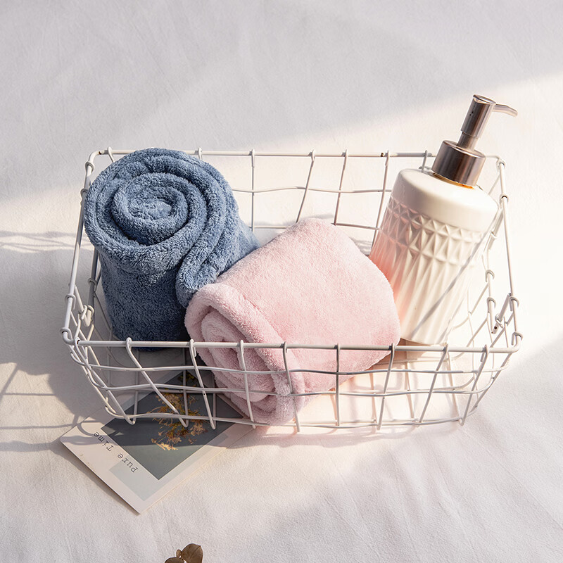 内野（UCHINO）纯色柔软干发帽 强吸水加厚长发中短发速干包头巾浴帽TK 柔软干发帽2条（粉色+蓝色）