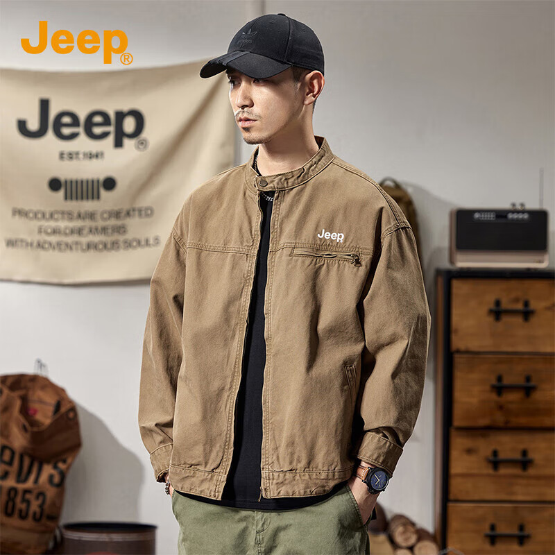 JEEP吉普高端外套男春秋新款2026宽松工装衬衫男休闲牛仔夹克男上衣服
