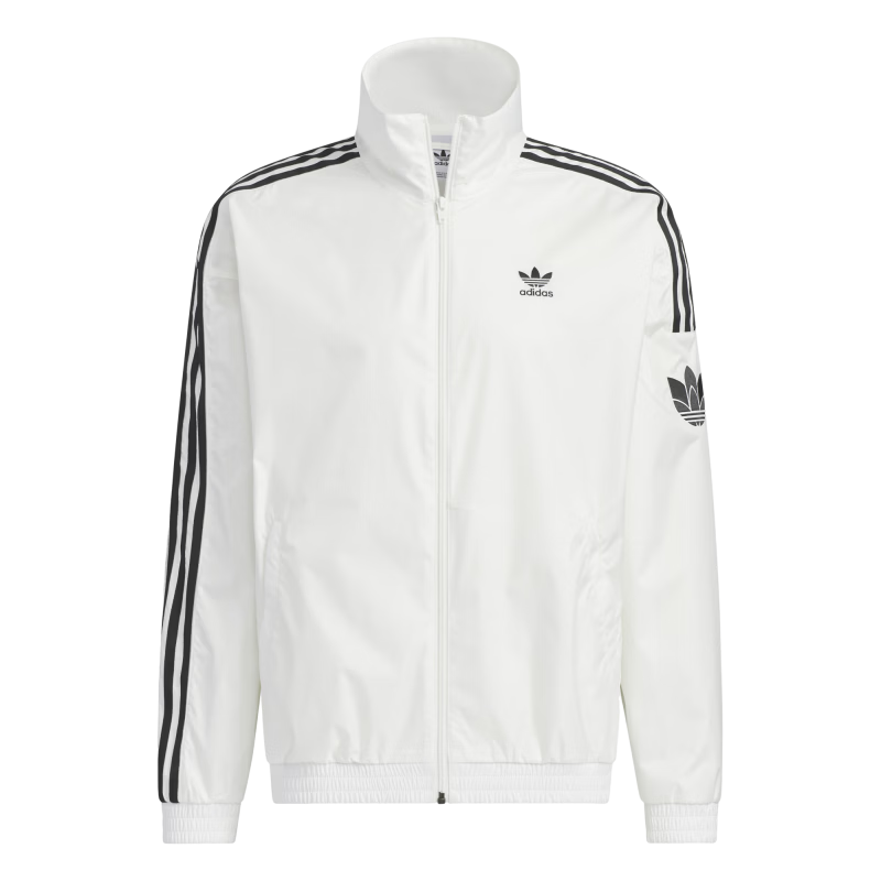 adidas复古风休闲梭织立领夹克外套男女秋季阿迪达斯官方三叶草   亮白   M