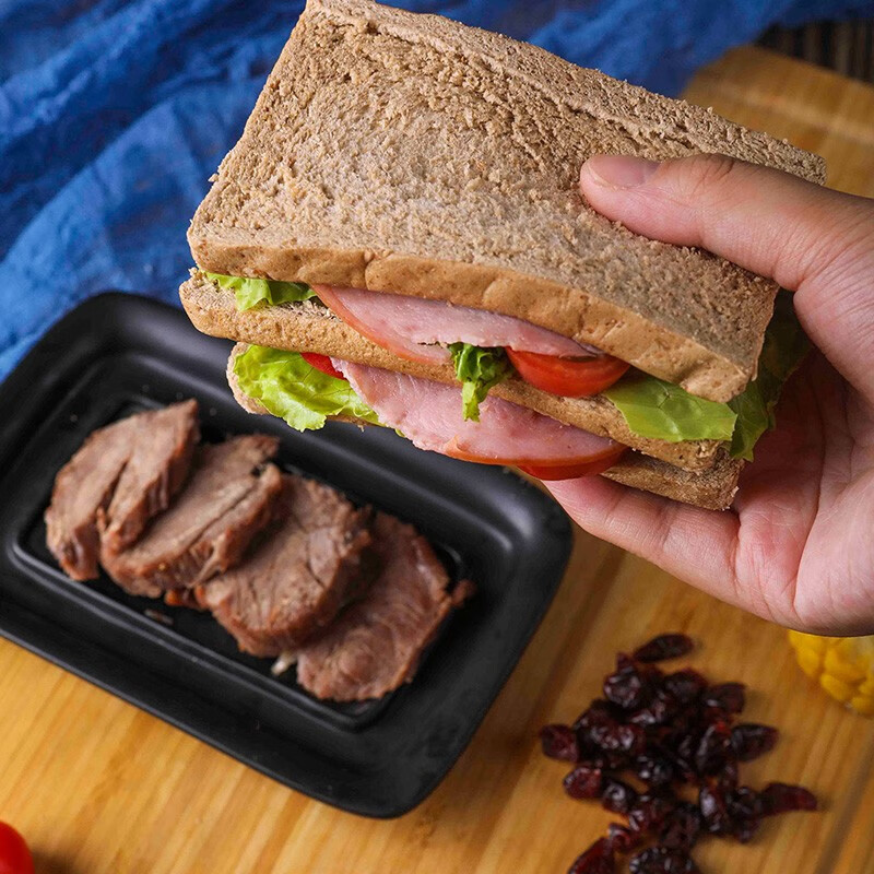 欣灵 全麦黑麦面包 营养早餐吐司 粗粮代餐饱腹食品 低脂肪整箱 全麦