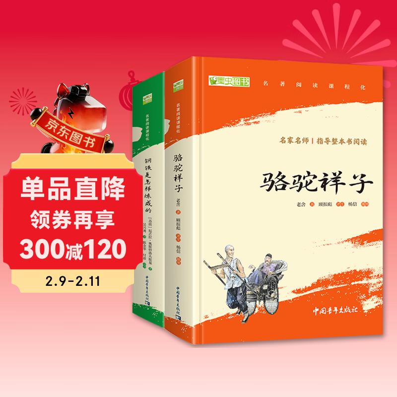 骆驼祥子和钢铁是怎么样炼成的原著正版七年级下册人教版初中教材配套课外阅读课外书人民教育出版社人教版配套阅读无删减完整版（套装2册）（赠名师视频课）