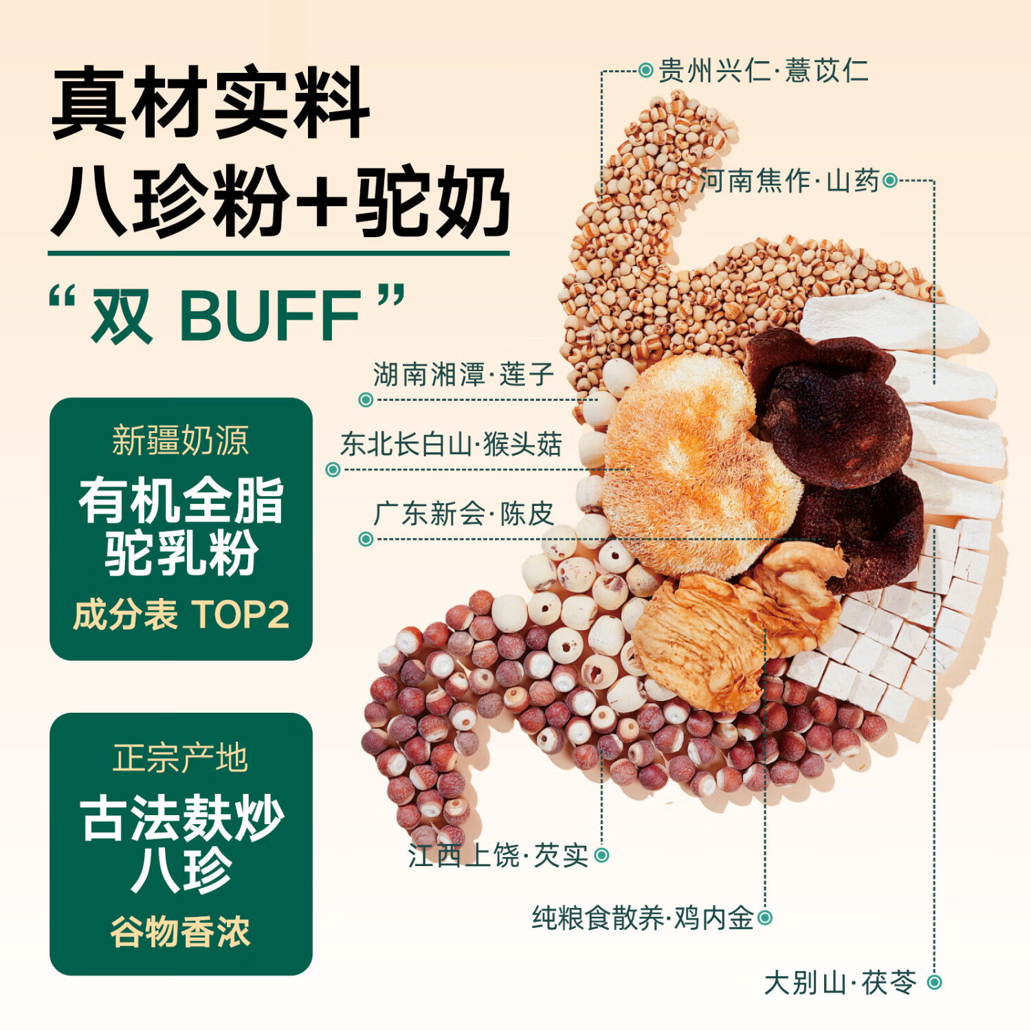 生命山【复合营养粉】生命山驼奶八珍粉新疆正品3罐1200g无蔗糖奶粉年礼 【囤货周期装】 400g*3罐 +试吃条*2