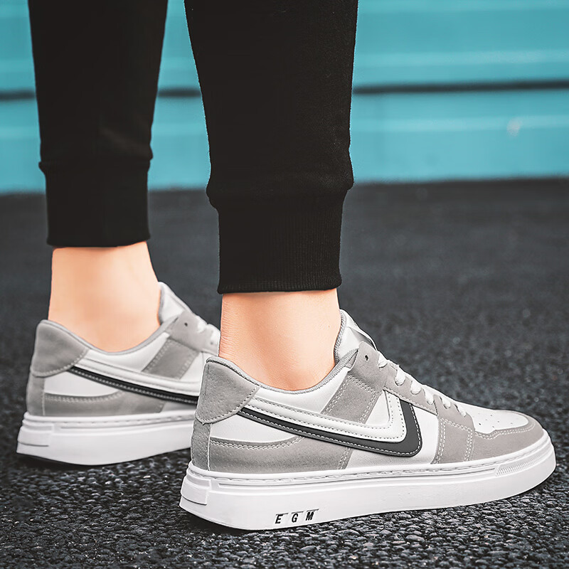 西域骆驼(VANCAMEL)男鞋冬季新款透气空军aj一号板鞋男士轻便软底运动休闲小白鞋子男 【官方正品 质量保证】灰色配色 40