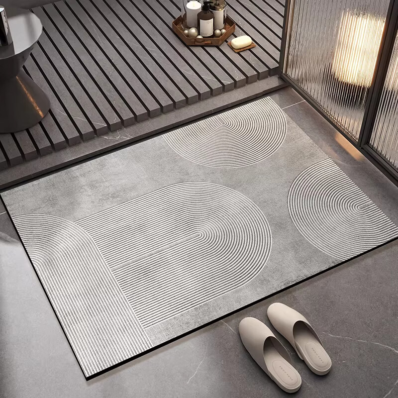 金玉铭川浴室地垫现代简约吸水垫子卫生间门口进门入户防滑洗手间厕所脚垫 GZN-M星河-线条02 40X60cm【吸水速干体验版】