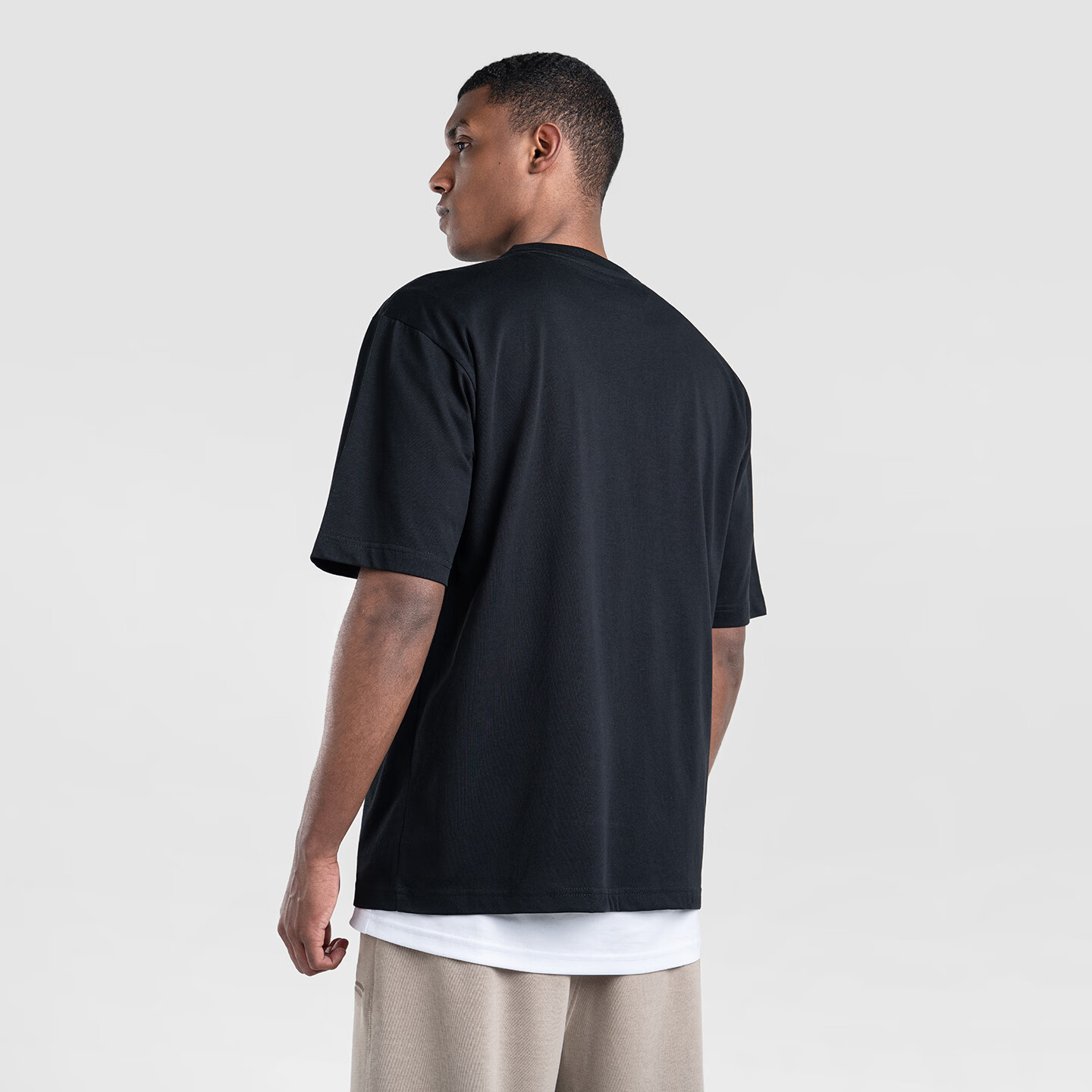 沃兰迪美式纯棉运动短袖圆领半袖T恤速干休闲素色男女同款透气夏季款 黑色 M