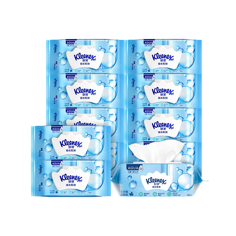 ��ࣨKleenex����ˮʪ��ֽ80��*10�� (800��)���ʪֽ��˽�����EDI��ˮ 79.9Ԫ
