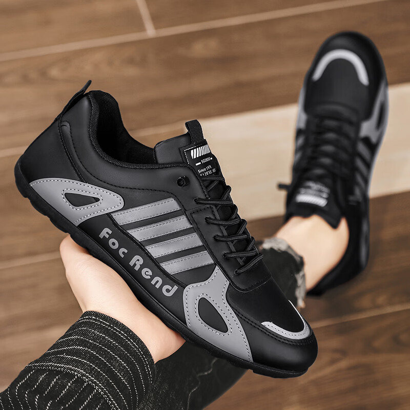 西域骆驼（VANCAMEL）男鞋2025冬季新款舒适防滑运动跑步休闲阿甘鞋时尚百搭潮流鞋子男 【官方正品 质量保证】黑色配色 39