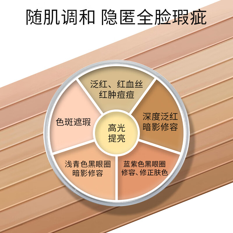 歌剧魅影遮瑕膏六色遮瑕盘基础色遮泪沟痘印斑点黑眼圈提亮滋润520礼物 六色遮瑕盘1号色 40g