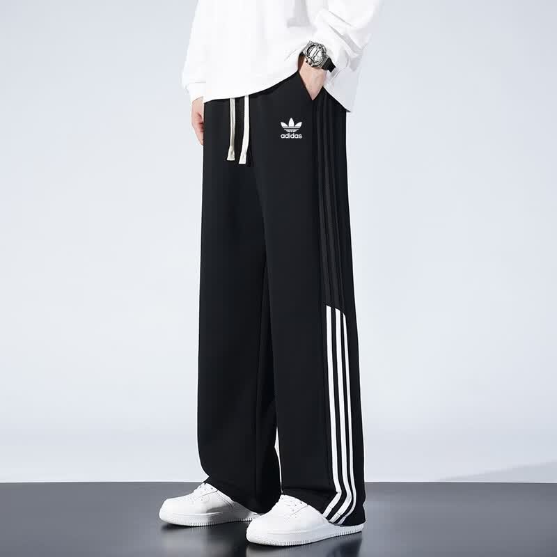 Y-3阿迪三叶草三条杠春秋冬休闲运动裤男女同款宽松直筒棉质大码卫裤 蓝色【加绒款】 5XL 建议体重190~210斤