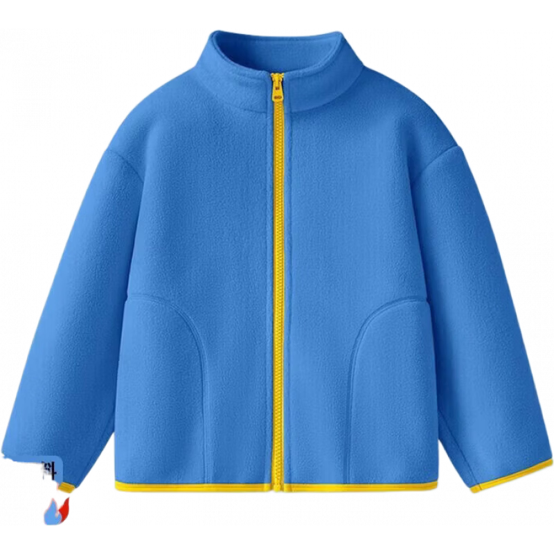 唐狮（TonLion）儿童摇粒绒外套春秋新款保暖开衫中大童加绒 蓝色纯 男孩加绒上衣 蓝色纯色 110 高100-110重28-30