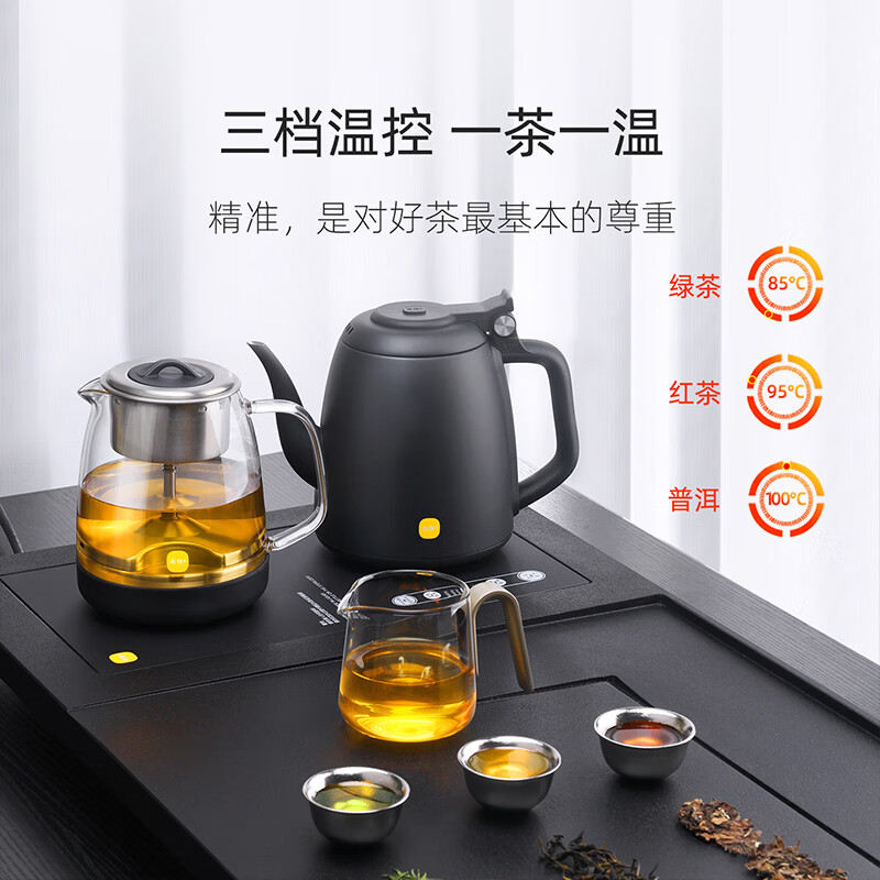 尚明（SAMADOYO）电热水壶家用烧水壶煮茶器开水壶电茶炉带蒸煮茶壶智能变频烧水器全自动上水煮茶蒸煮器双炉Z560 1.2L 双炉黑【全自动智能恒温】
