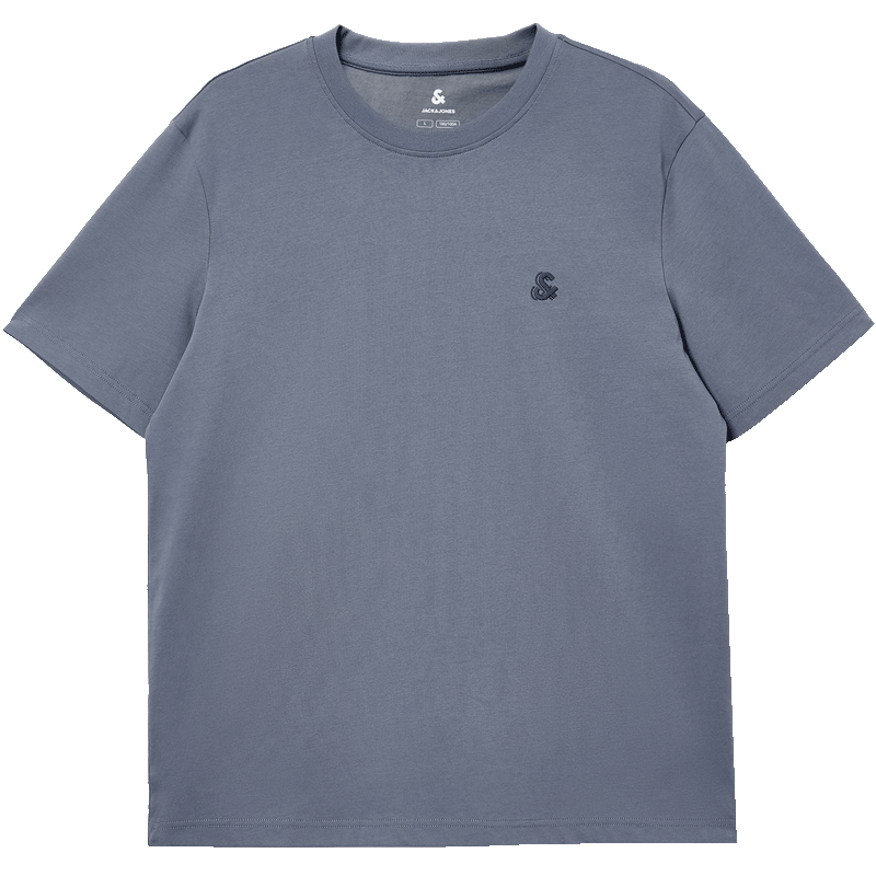杰克·琼斯（JACK&JONES）26年男装新款【凉感】短袖T恤男士简约纯色透气打底高端耐洗半袖 E39暗灰色 常规 XL （185）