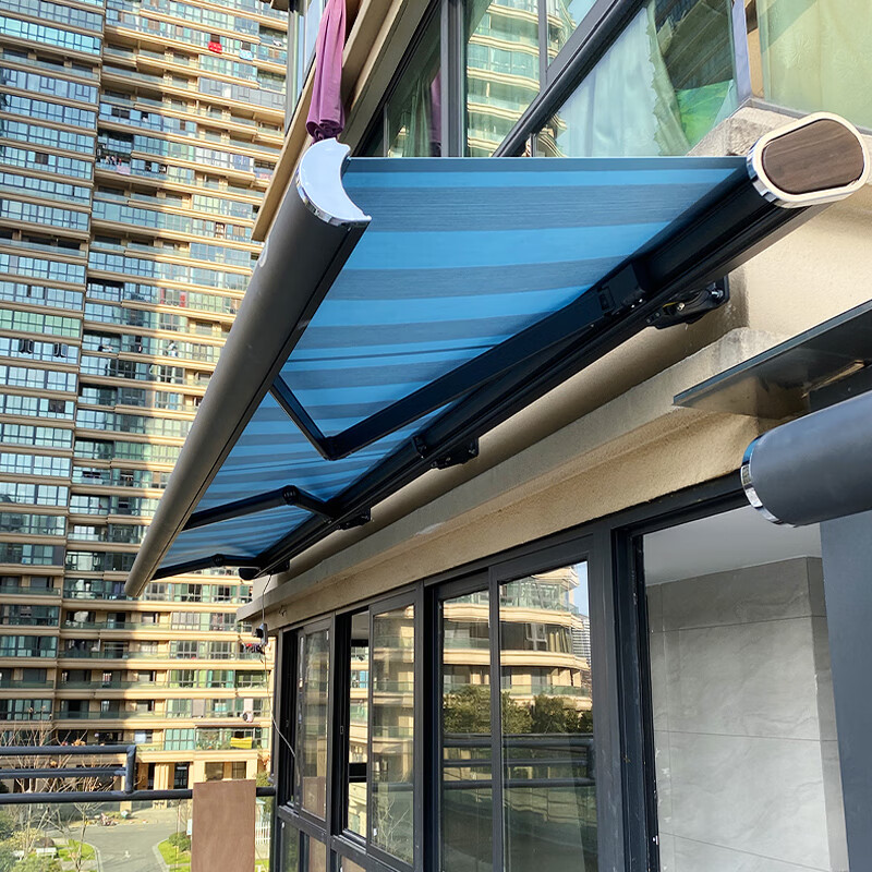 紫叶(ziye)遮阳棚伸缩式雨棚庭院铝合金户外停车棚遮阳蓬电动折叠伸缩