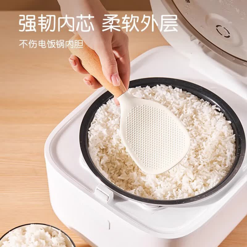 DEATKN德国硅胶饭勺可立不粘米饭铲子勺子盛饭电饭煲食品级站立不沾家用 【白+黄】两件套 食品级硅胶