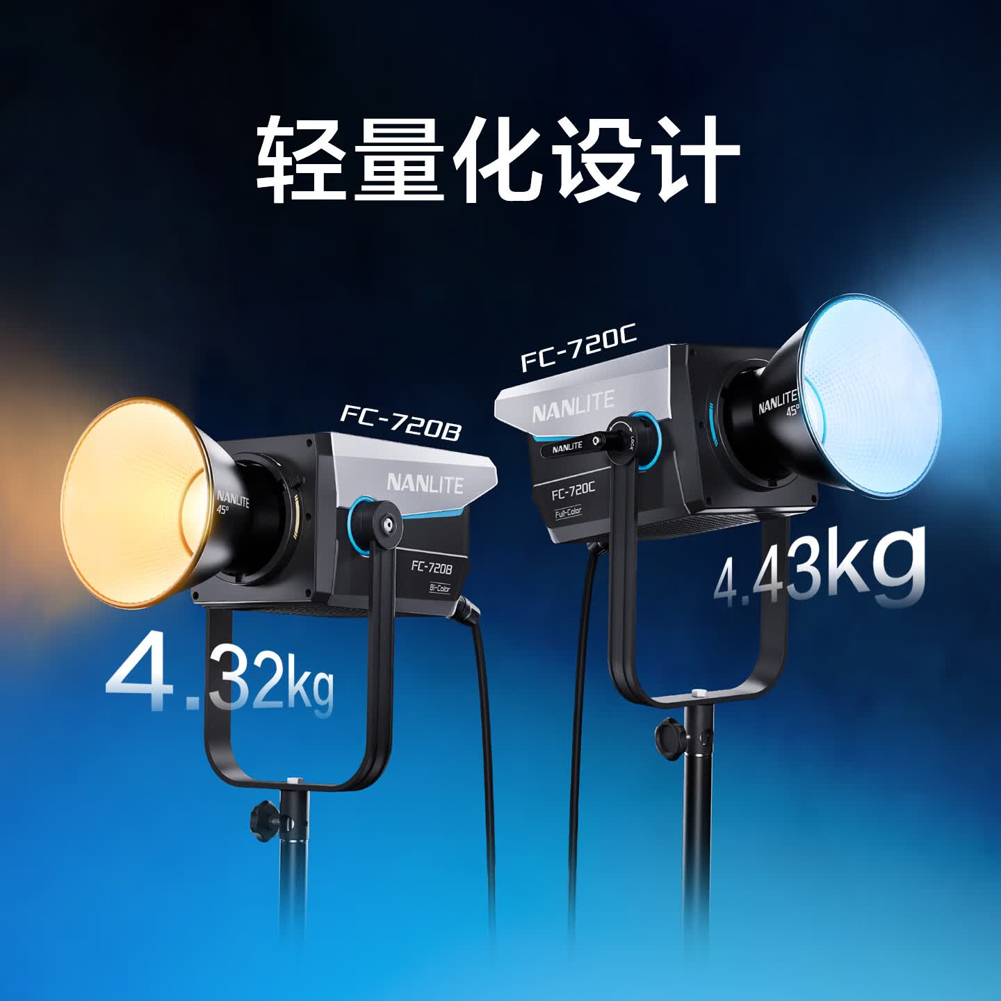 NANLITE南光FC-720B/720C大功率影视常亮补光灯影棚摄影人像写真商业拍摄LED聚光灯 FC-720B+90*60四角柔光箱+蛋格+灯架