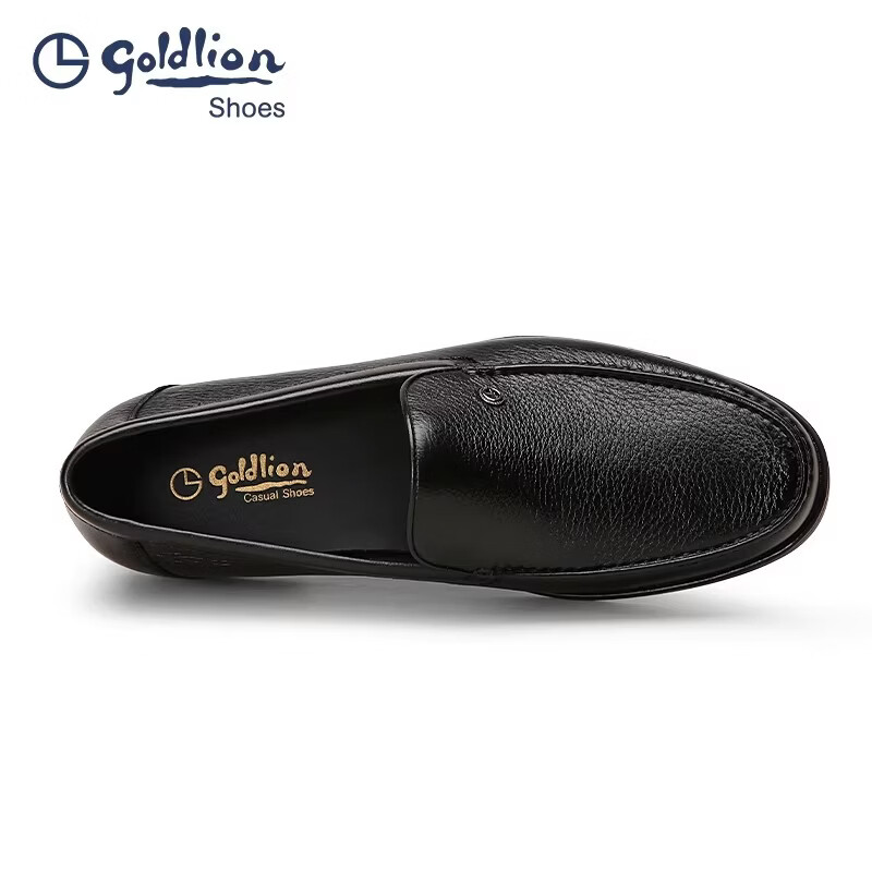 金利来皮鞋新款真皮商务套脚男鞋真皮耐磨时尚懒人一脚蹬乐福鞋男 黑色 44 欧码(偏大一码)