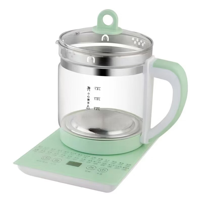 养生壶多功能电热水壶烧水花茶壶办公室煎药壶玻璃煮花茶煮茶壶 底座+壶身 1.8L 大容量