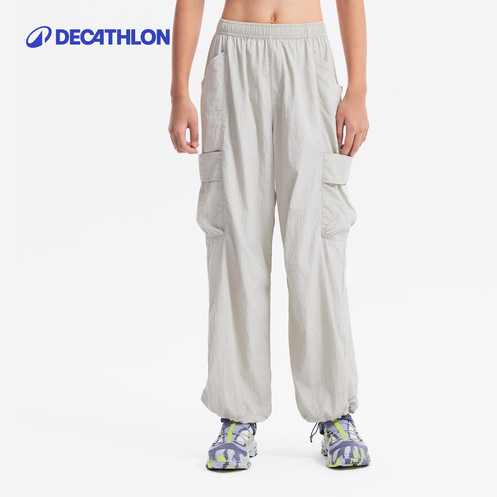 迪卡侬可拆卸速干裤儿童登山裤青少年多口袋运动裤子防晒凉感-2026年新 亚麻色 151-160cm12-13岁 尺码偏大，建议选小一码