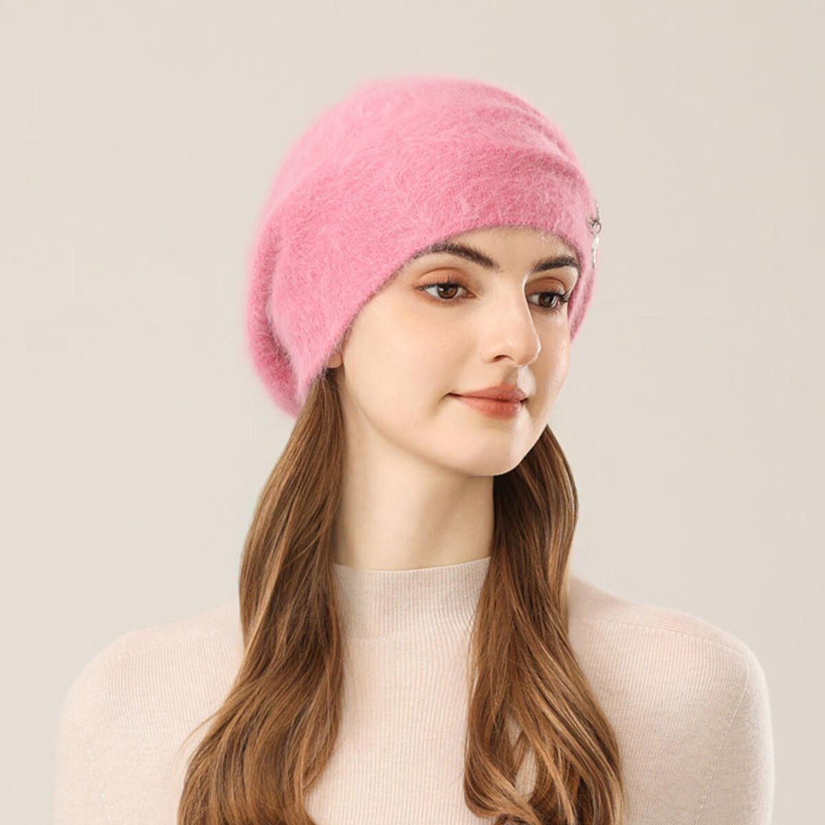 S·LABELLE【法国品牌】拉贝儿秋冬轻奢女士气质优雅针织帽送礼生日礼袋 桃粉 56-58cm