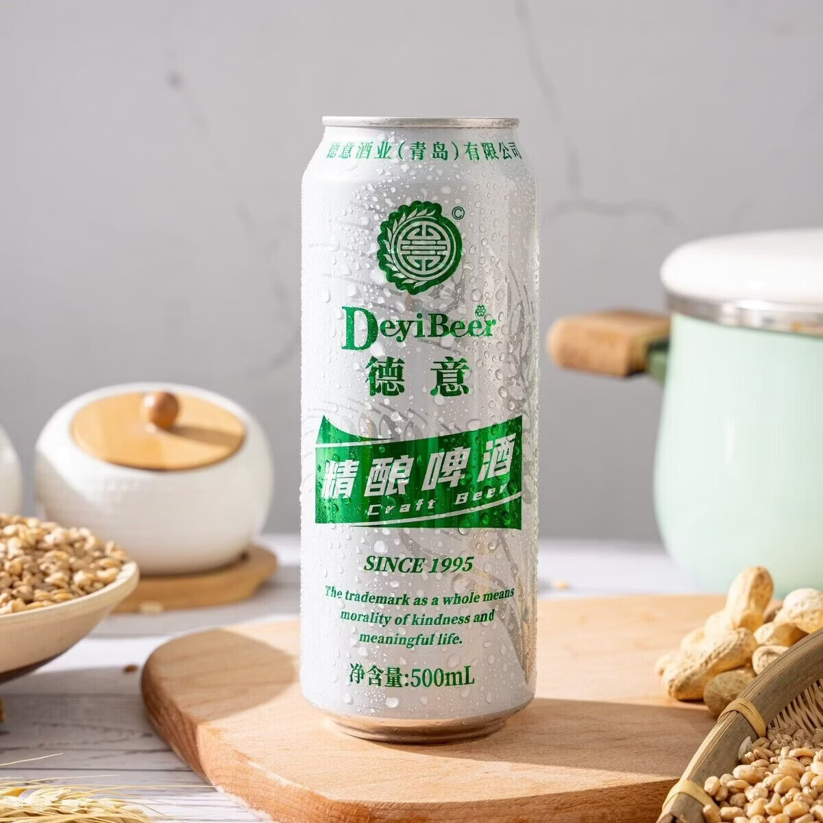 德意精酿啤酒全麦德式白啤听装口感清爽12°啤酒 德意德式小麦精酿啤酒 500mL 12瓶 整箱装