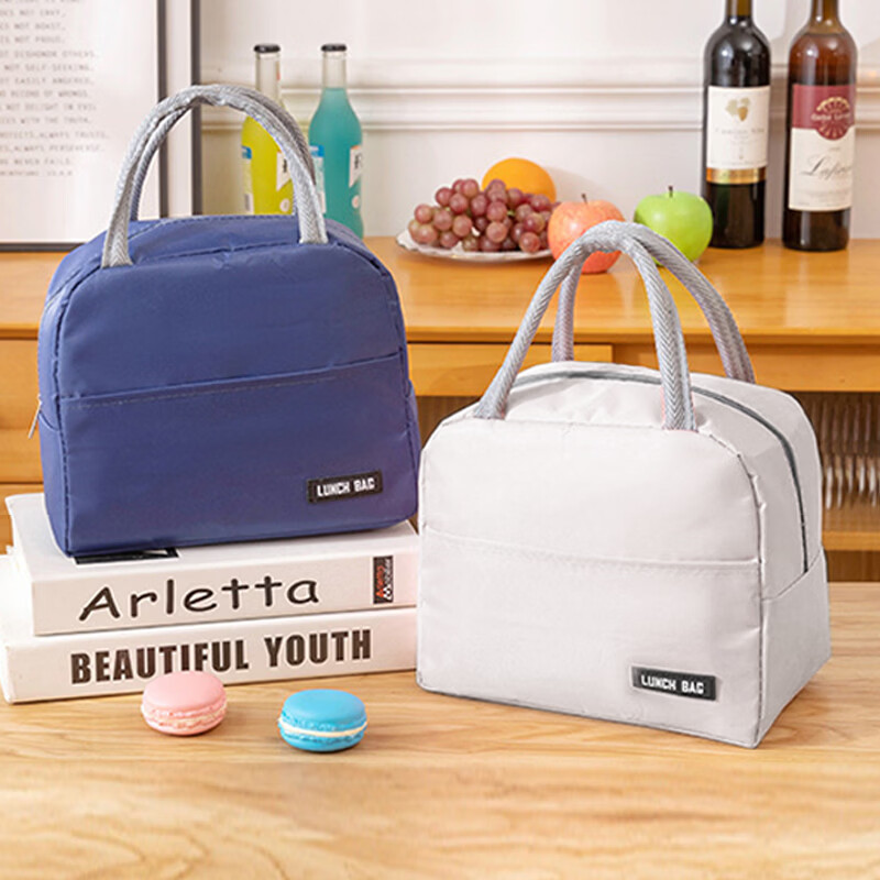 Kaooseen斜纹手提保温包上班带饭饭盒手提袋铝箔防水便当包加厚保温袋 加厚保温饭袋【1个】