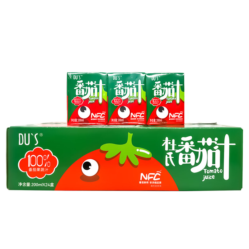 DU'S杜氏100%番茄汁NFC果蔬汁 纯汁0添加  200ml*12盒/箱 年货节 200ml*24盒-整箱老包装