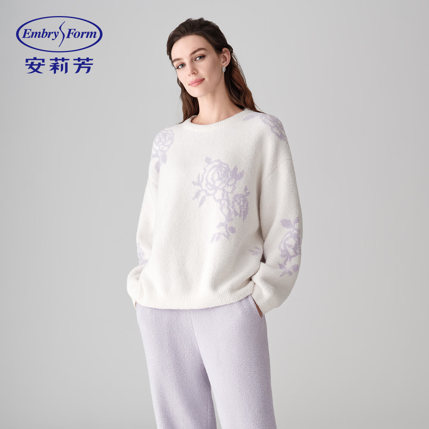 安莉芳（Embry Form）【新品玫瑰衣】半边绒女士红色睡衣秋冬加厚保暖家居服套装女款 淡紫色LIL M 京东折扣/优惠券