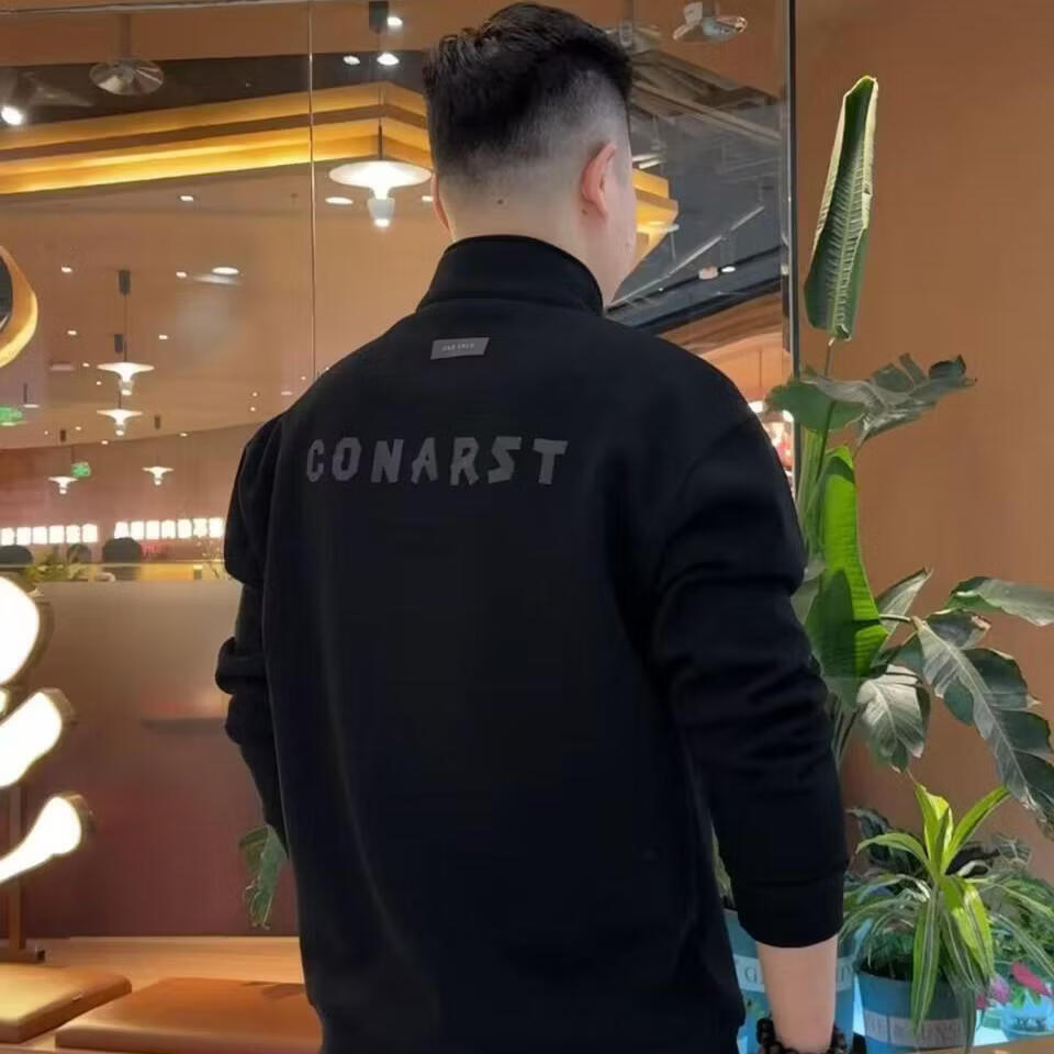 冬季新款男士高档欧版立领时尚百搭轻奢休闲加绒卫衣T恤LXL 经典黑加绒 5XL (建议190-210斤)