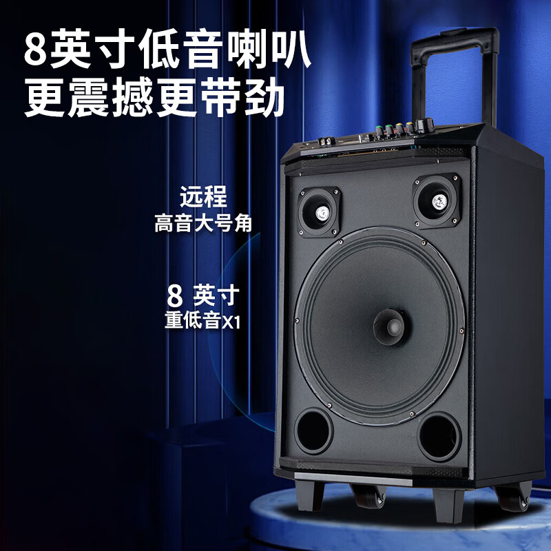 万利达M+9095 9095雷霆系列 雷火系列新款广场舞音响重低音便携式拉杆音响蓝牙无线话筒大功率低音炮唱歌 M+9095单话筒 8时低重音【200W功率】