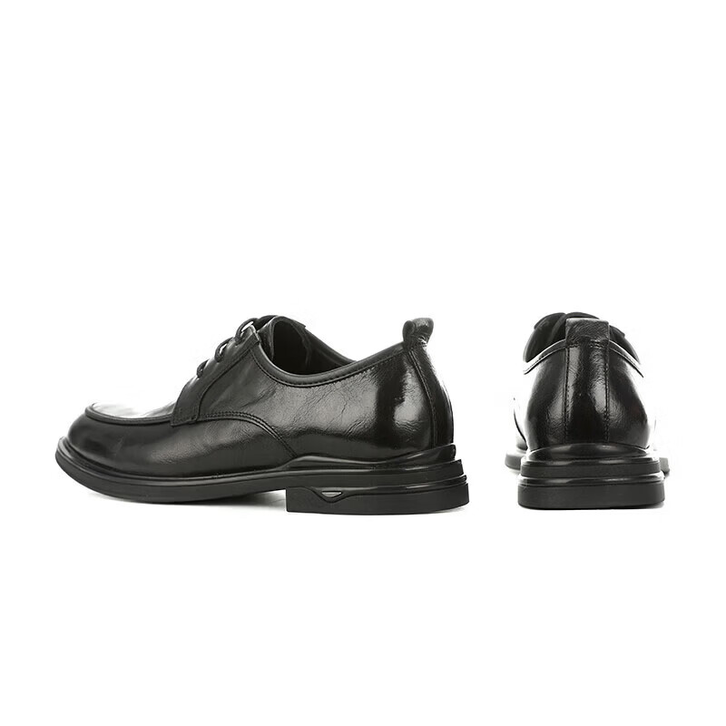 Walker Shop男士高端皮鞋商务正装皮鞋男款头层牛皮时尚软底软面通勤休闲皮鞋 黑色内增高【正品男鞋 空运速达】 40