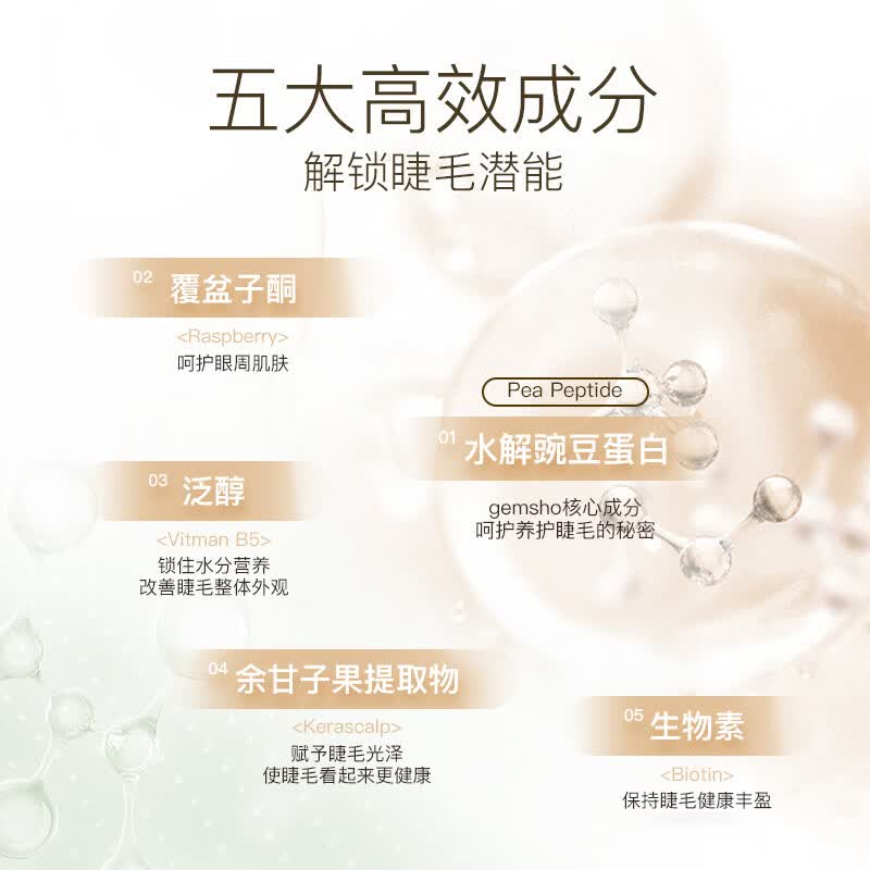 Gemsho睫美秀美国原装进口睫毛精华液自然纤长滋护睫毛精粹精华液 睫毛液3ml【加赠1ml】