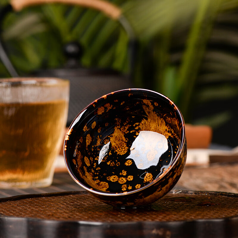 鋆钰茶具 天目瓷 尘梦木叶全手工主人杯茶壶 景德镇陶瓷三件套 色釉 小杯 1人饮 1个 色釉