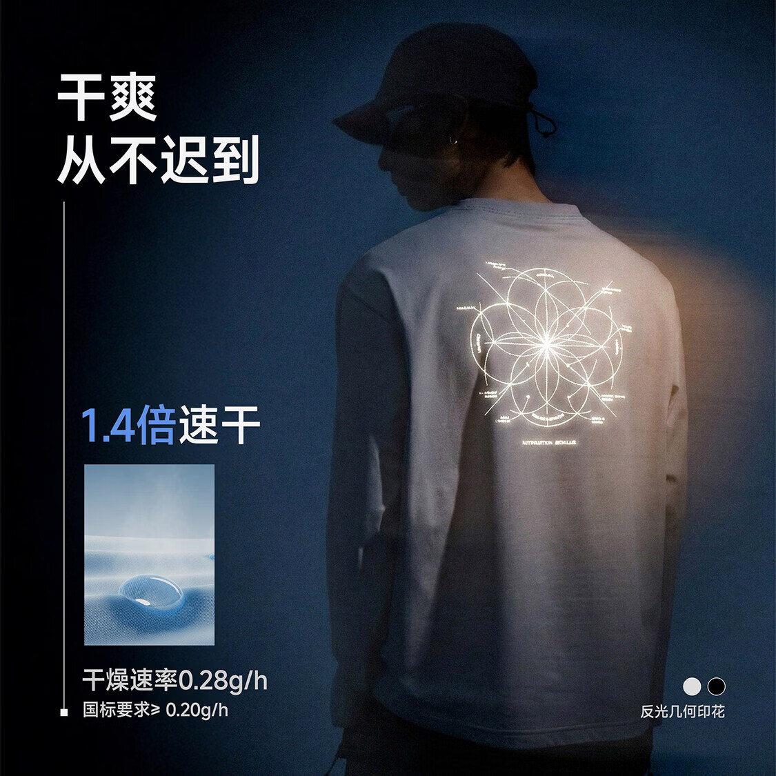 RESTICK 几何解构户外吸湿速干衣7A抗菌运动印花长袖T恤男女春季 银灰色 L