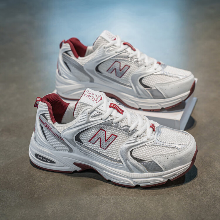 新百伦530运动鞋女2026新款夏季男款男士鞋子百搭网面白色男 白银 36