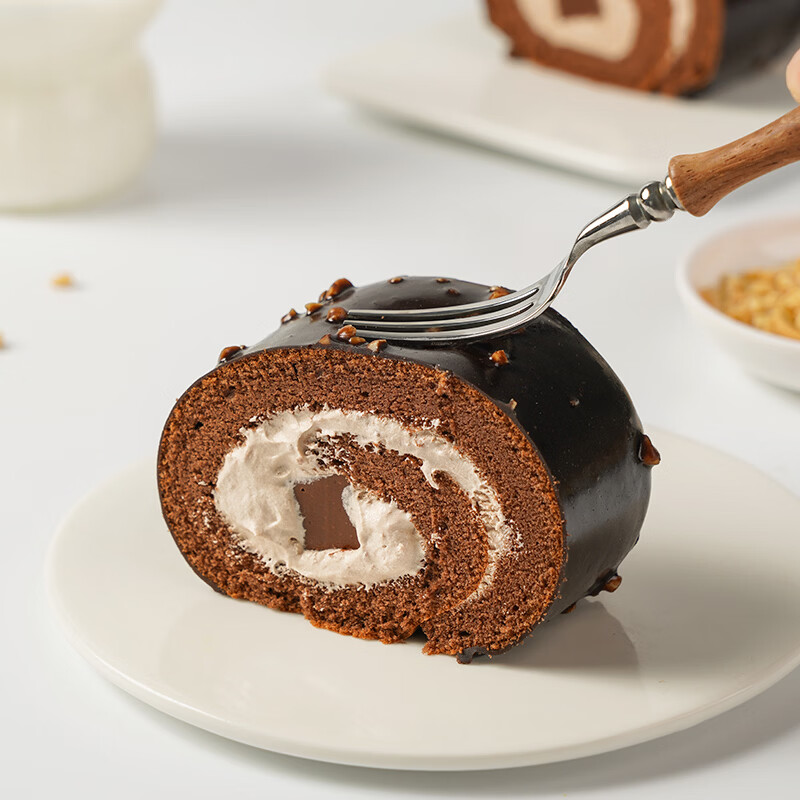 盛京天禄瑞士卷蛋糕网红梦龙卷蛋糕生巧可可夹心甜品巧克力蛋糕下午茶甜品 生巧梦龙卷400g2盒 400g 2盒