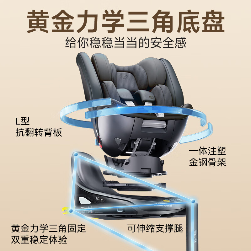 迈可适ispace pro+ 儿童座椅安全座椅0-7岁宝宝椅新生婴儿车载maxcosi 月影棕】0-7岁/双专利守护】iSpace-pro+