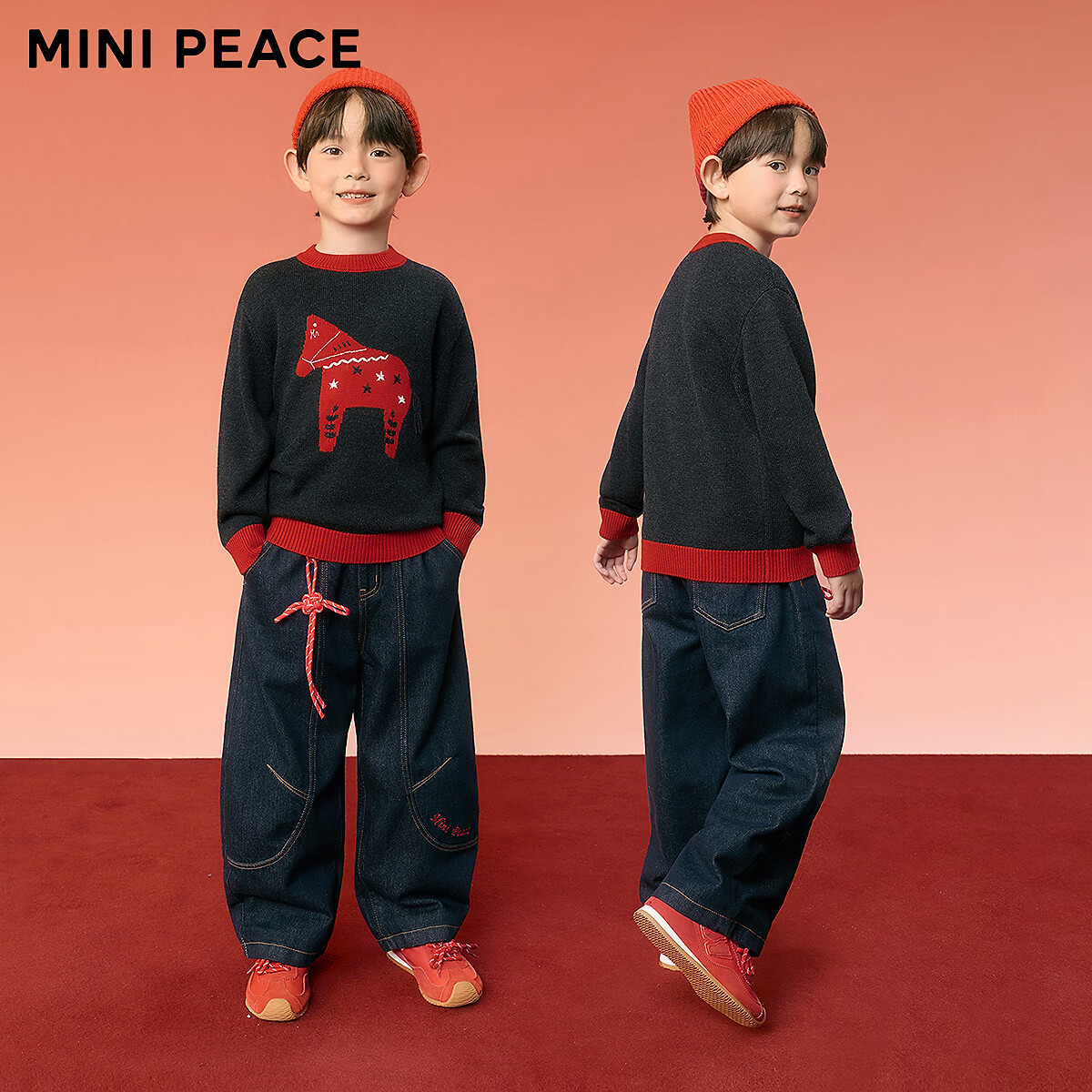 MiniPeace太平鸟童装春新男童牛仔长裤FAHAG110W 牛仔中黑 140