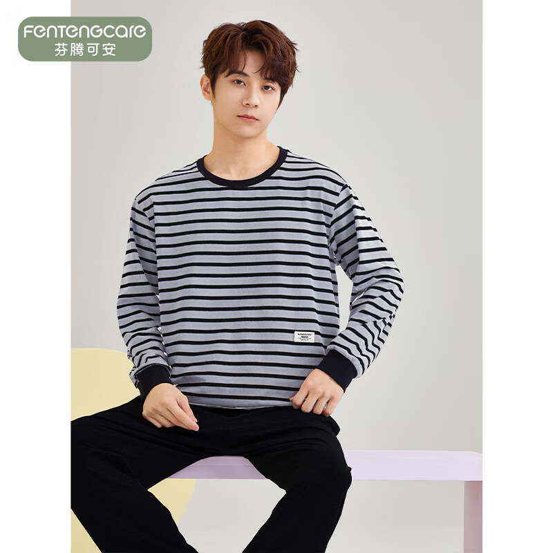 芬腾可安（FENTENGCARE）【C】纯棉2026睡衣女春秋新款宽松薄款套头长袖可外穿家居服套装 89101草紫 L