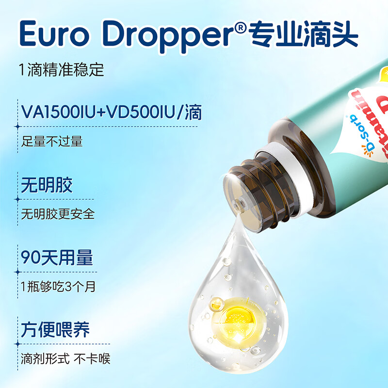 D-Sorb滴适宝维生素AD滴剂儿童维生素ad滴剂ADvd3滴剂加拿大原装进口 维生素AD滴剂1瓶装 2.5ml*1瓶