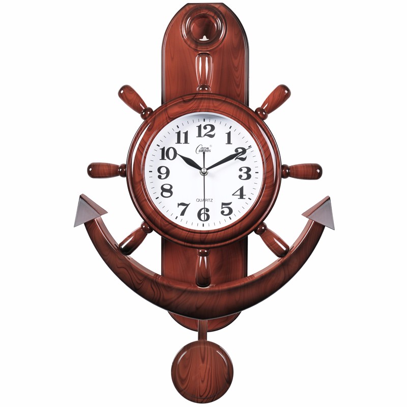(compas) 钟表摇摆挂钟欧式石英钟挂表客厅餐厅地中海船舵墙挂摇摆钟